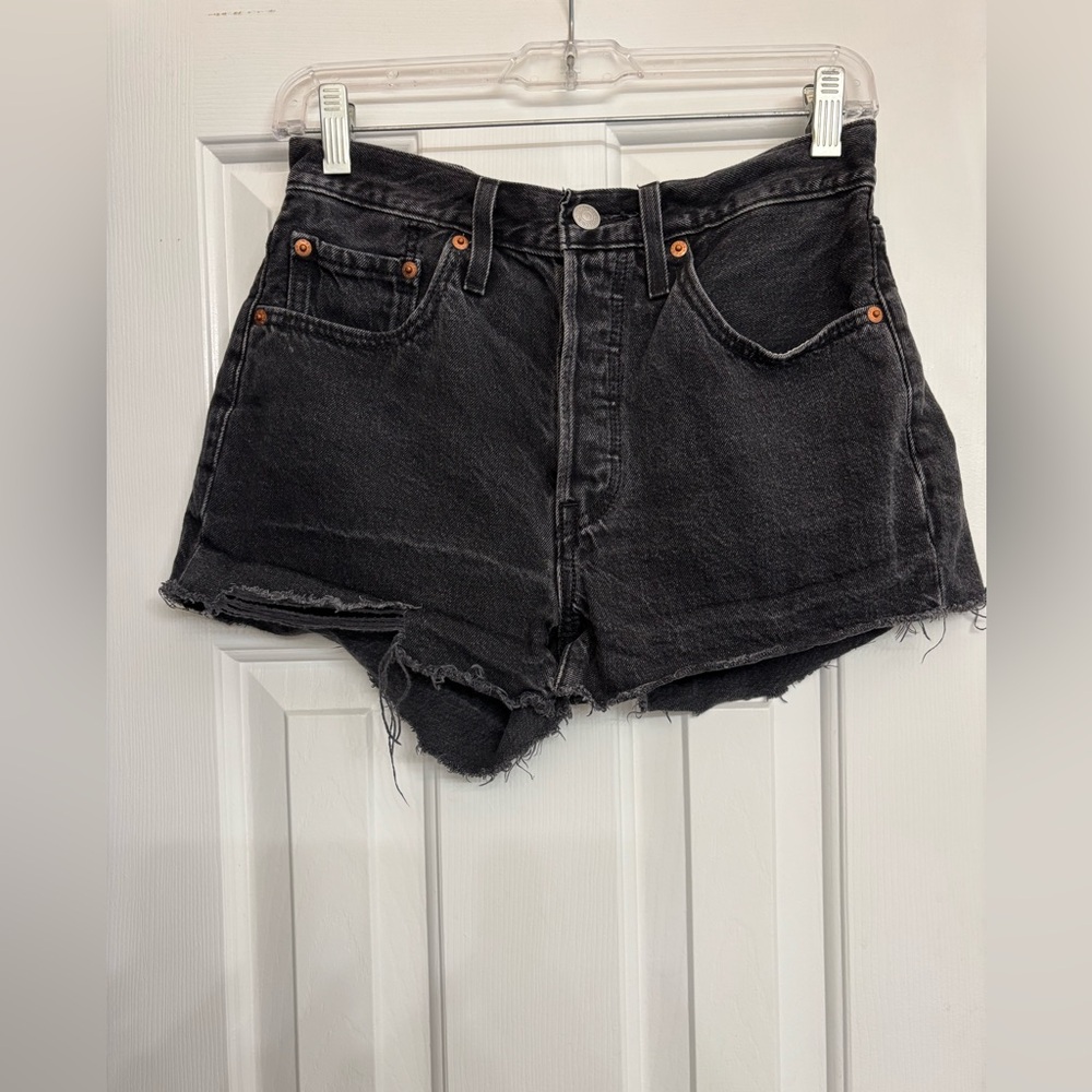 Levi’s 501 High Waisted black wash Jean shorts